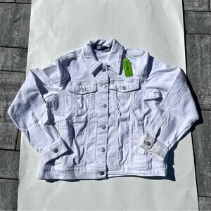 NWT Lands’ End White Denim Jacket Women’s Size Medium Preppy Classic Jean Jacket